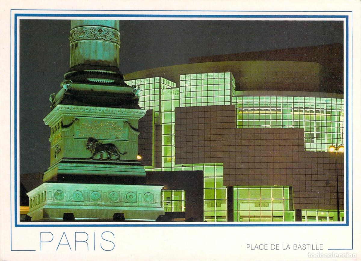 Postales: Postal de la Place de la Bastille y la &Oacute;pera Bastilla en Par&iacute;s
