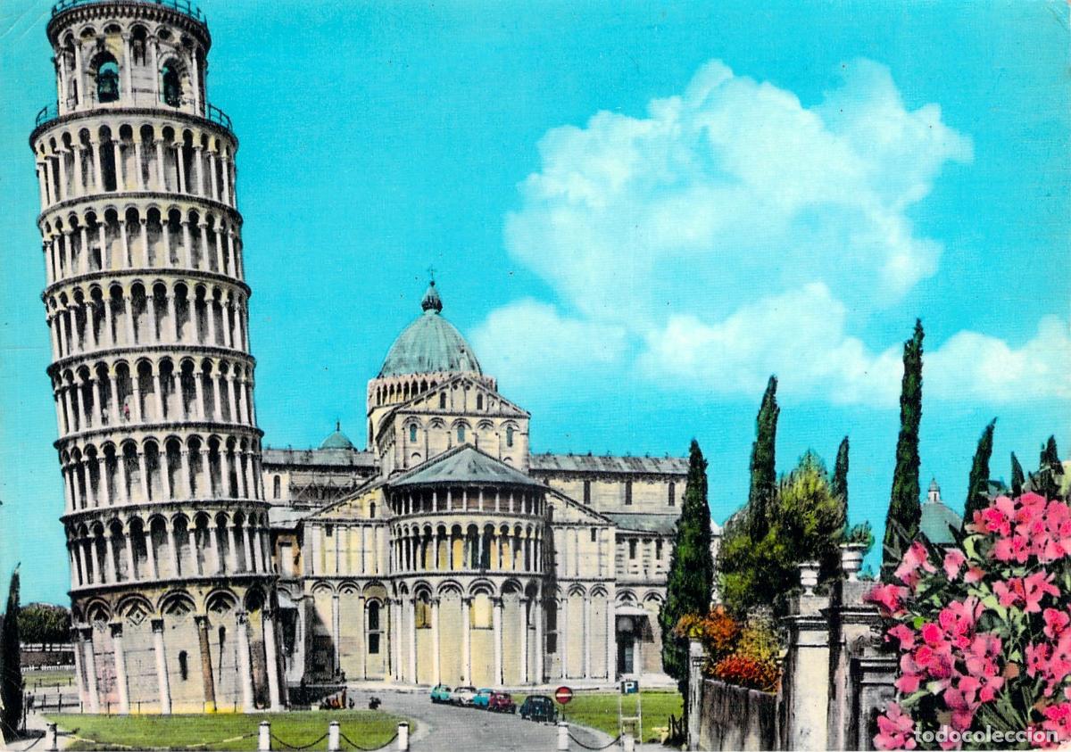 Postales: Postal de la Torre Inclinada y Catedral de Pisa en Italia