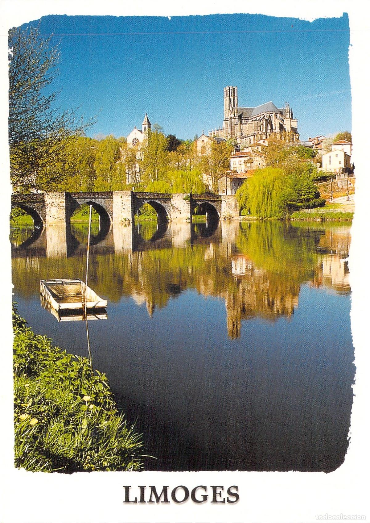 Postales: Postal de Limoges Catedral y Puente Saint-Etienne