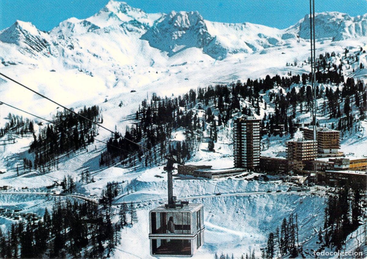 Cartes Postales: Postal de La Plagne en Savoie con telef&eacute;rico de esqu&iacute; en los Alpes