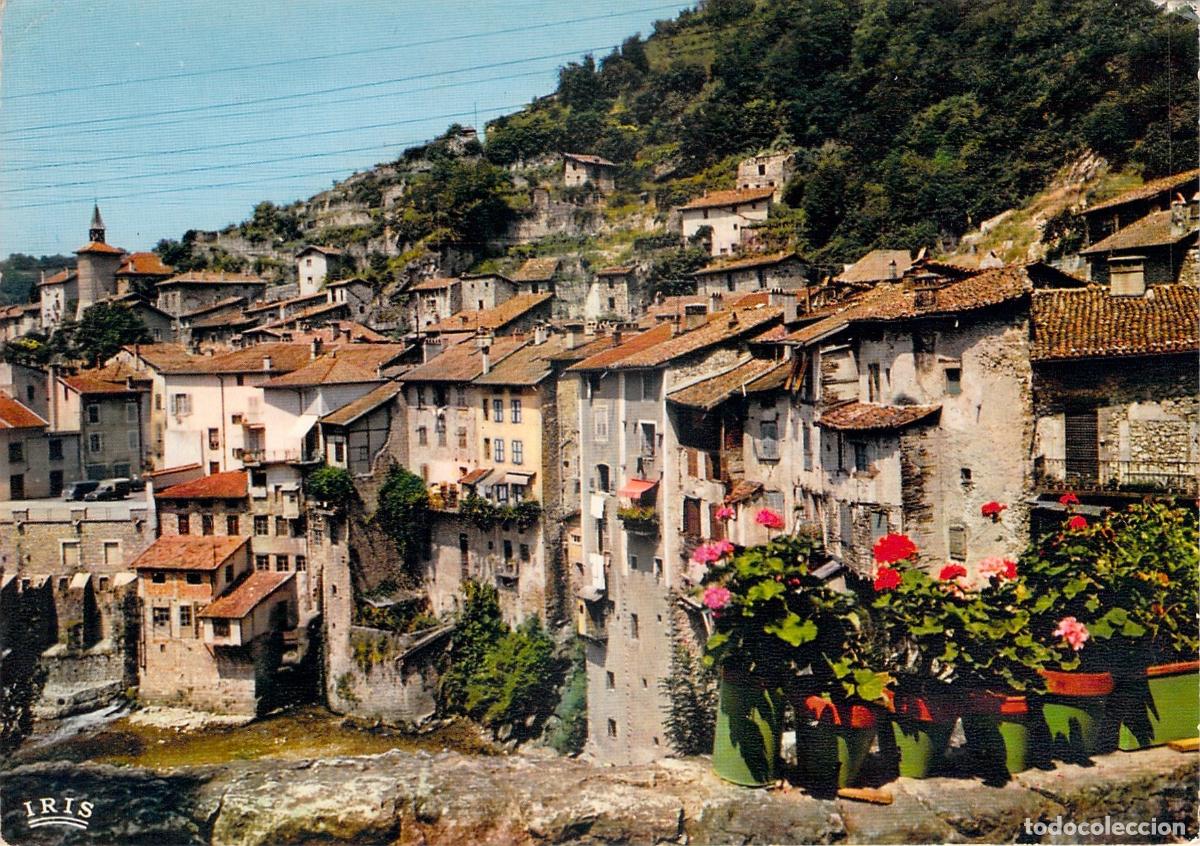 Postkarten: Postal de Pont-en-Royans, casas sobre el rio Bourne, Francia