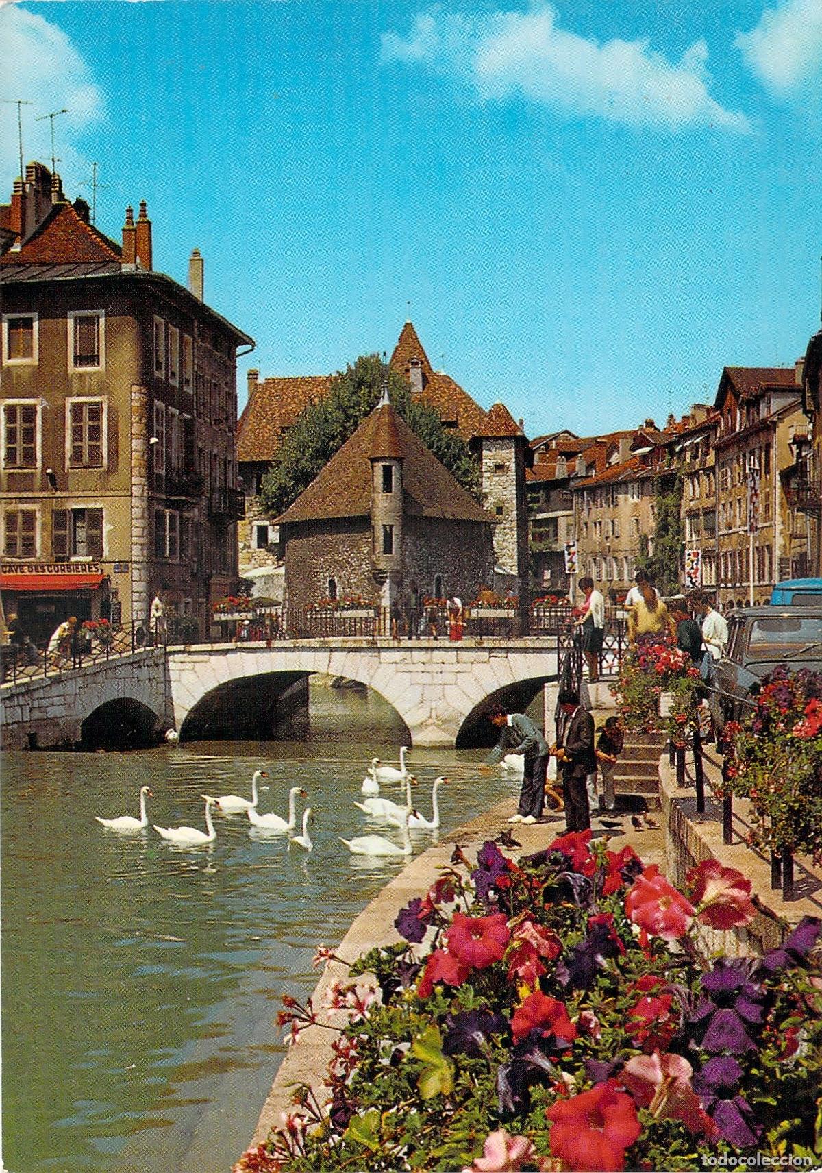 Postkarten: Postal de Annecy Palais de l'Isle y el Canal del Thiou en Francia