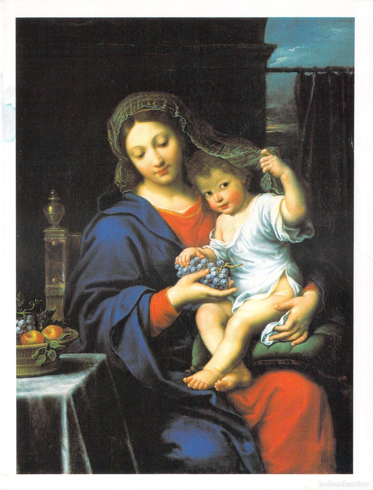Postales: Postal de La Vierge &agrave; la Grappe de Pierre Mignard en el Museo del Louvre