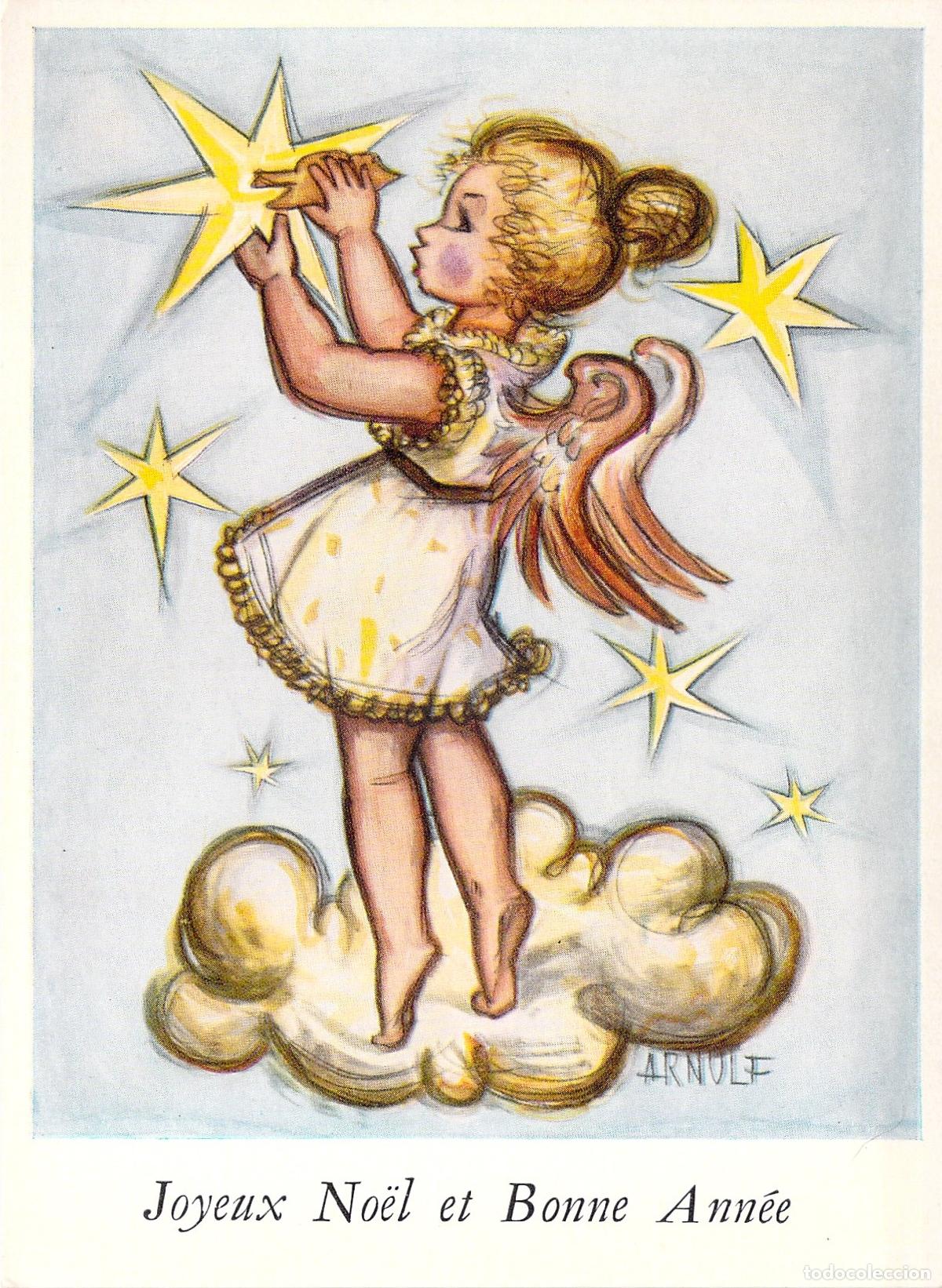 Postales: Postal navide&ntilde;a con &aacute;ngel ilustraci&oacute;n de A. E. Siegmann