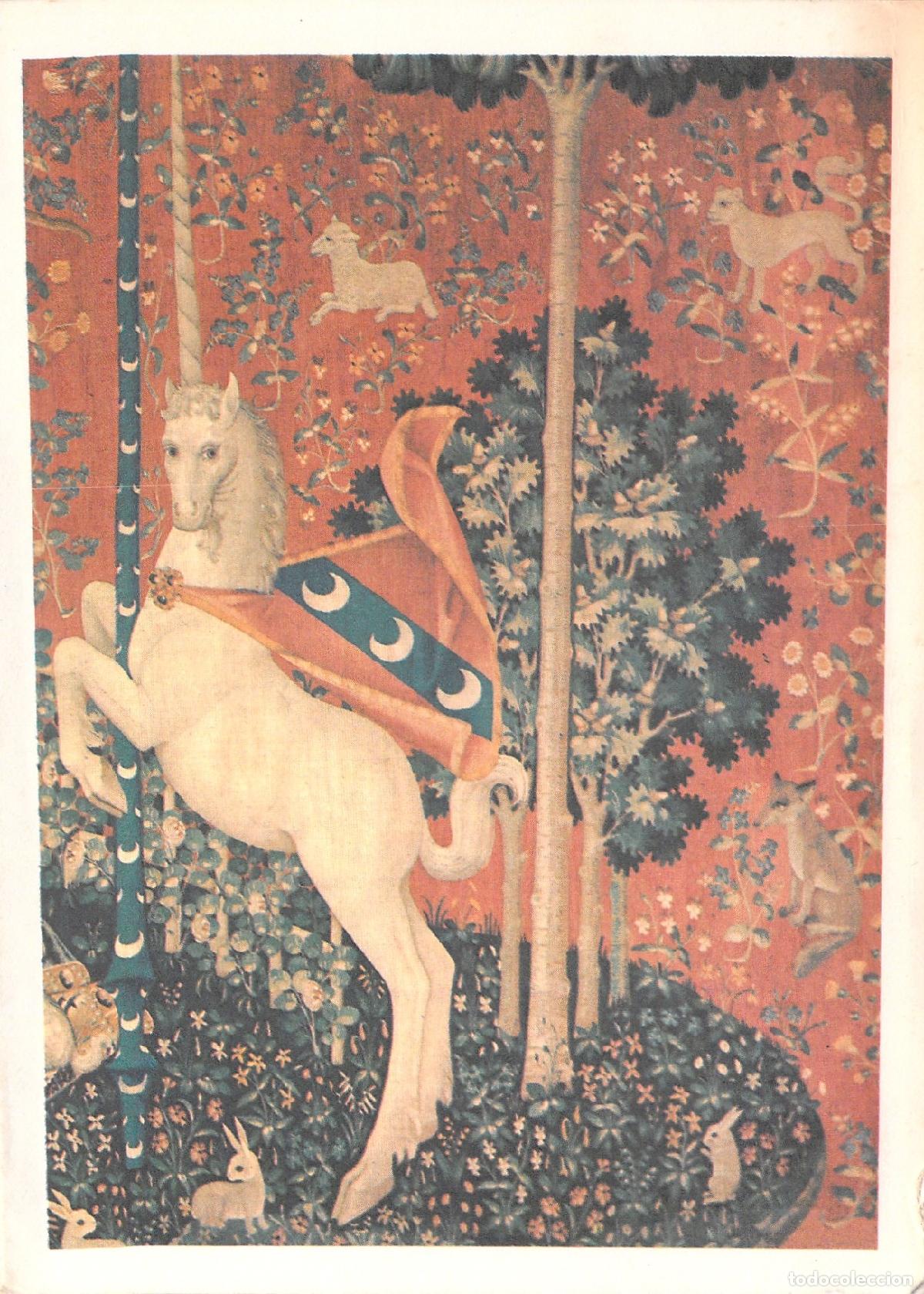Postales: Postal de La Dama y el Unicornio Tapiz del Mus&eacute;e de Cluny Francia