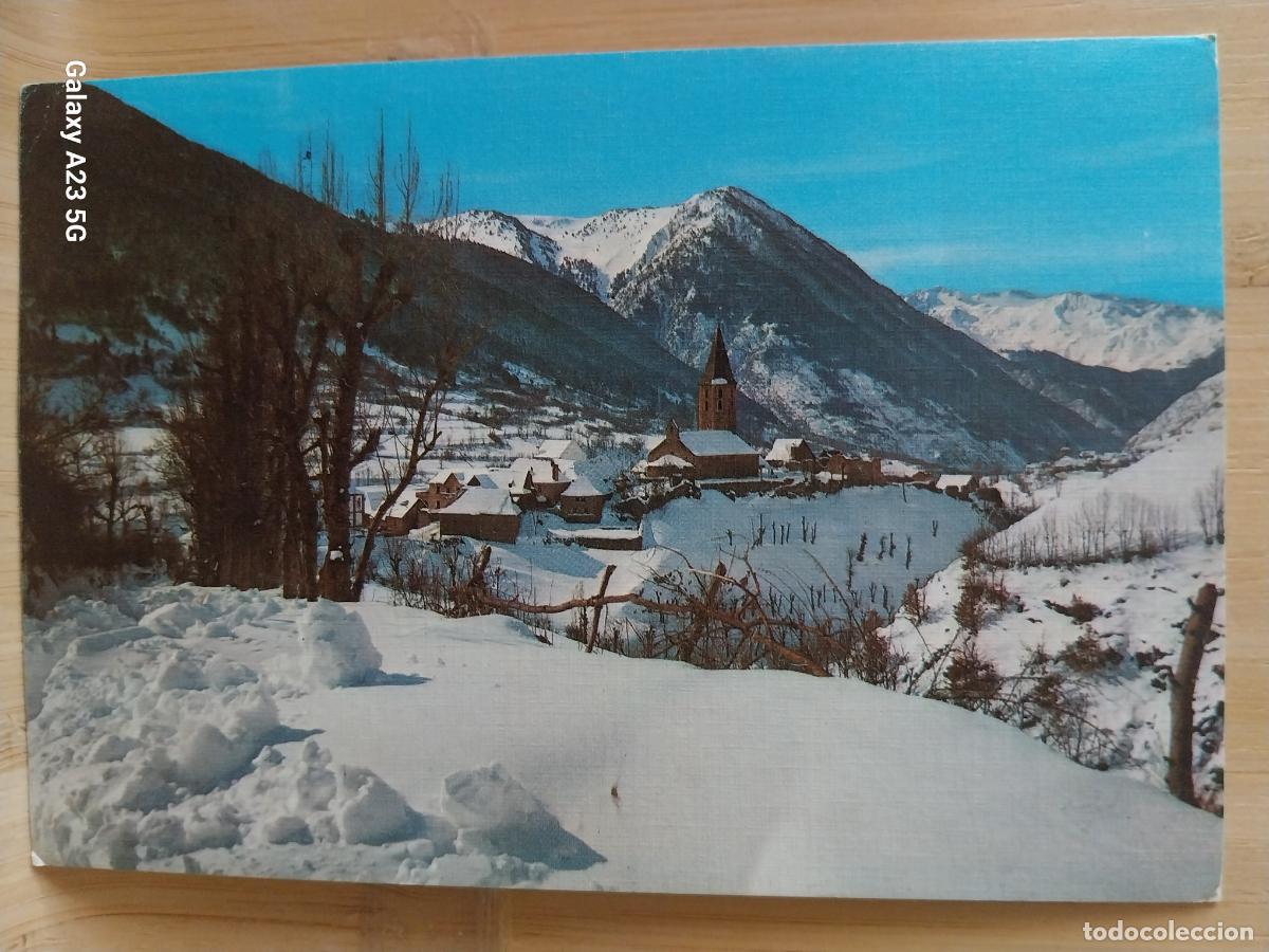 Postales: SALARDU I AL FONS LES MONTS MALEITS VALL D&acute;ARAN ED SICILIA 175 PAISAJE NEVADO CIRCULADA 1983