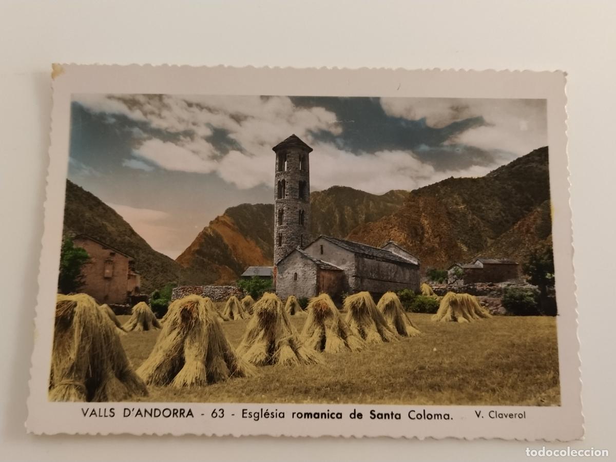 Postales: ANDORRA LA VELLA - ESGLESIA DE SANTA COLOMA - ED VALENTI CLAVEROL - POSTAL ANTIGUA (116.905)