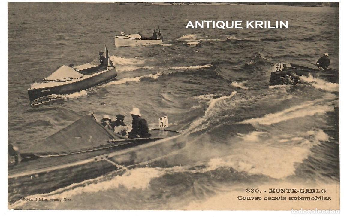 Postales: MONTE-CARLO N&ordm; 830 COURSE CANOTS AUTOMOBILES / EDITION GILETTA / SIN FRANQUEAR