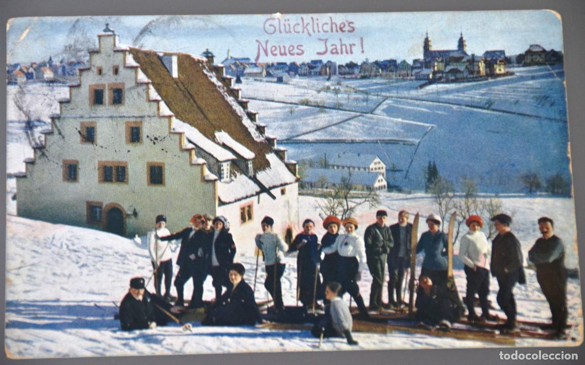 Postales: POSTAL ANTIGUA FREUDENSTADT SELVA NEGRA (ALEMANIA 1913) - MATASELLOS NOCHE VIEJA SELLOS GERMANIA