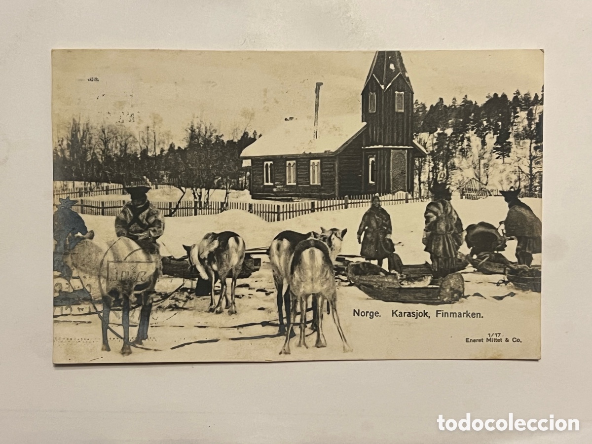 Postales: NORUEGA. Postal Karasjok, en la regi&oacute;n de Finnmark, Edita Eneret Mittet & Co (a.1927) circulada