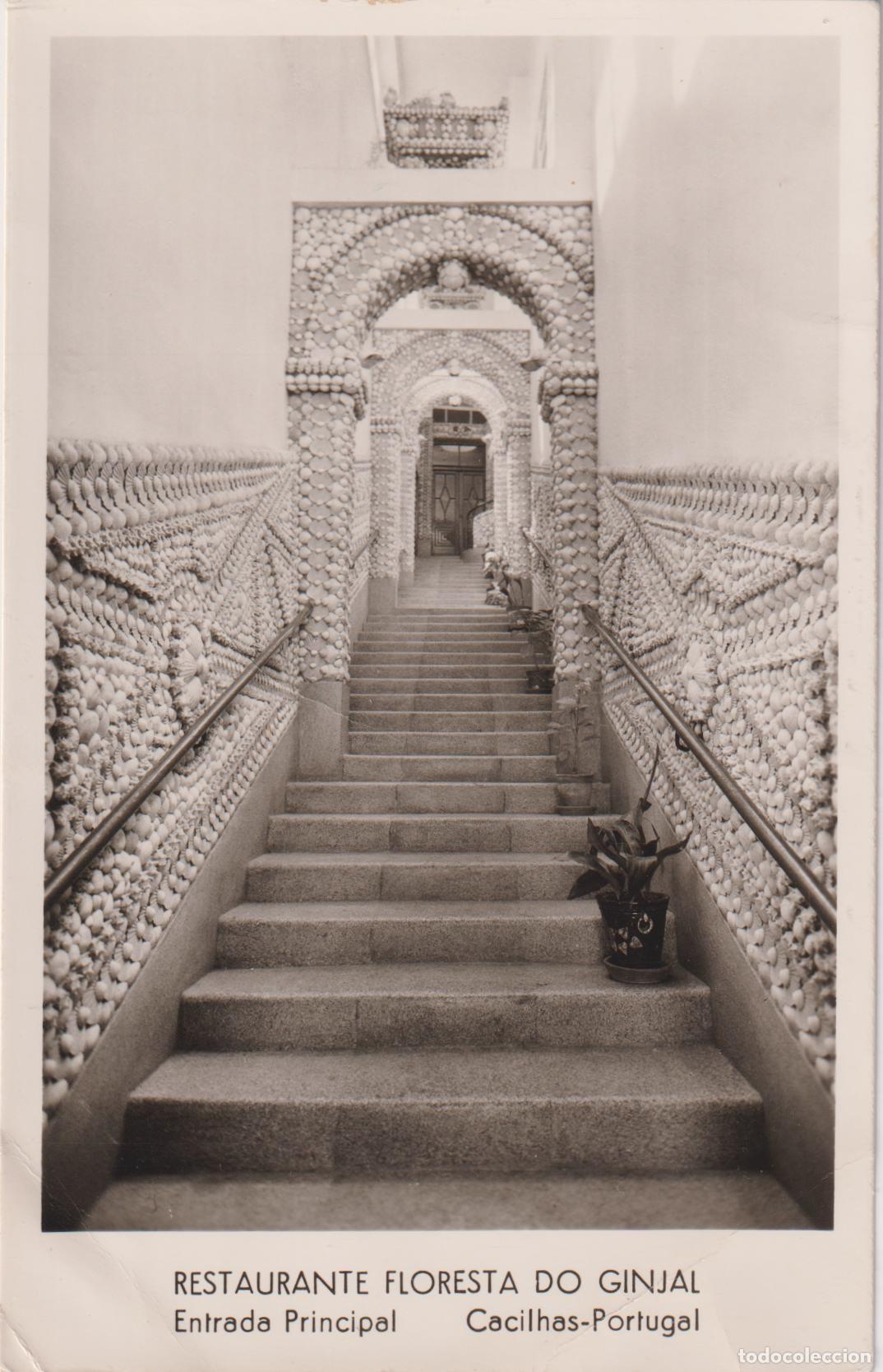 Postales: PORTUGAL, CACILHAS, ENTRADA PRINCIPAL, RESTAURANTE FLORESTA DO GINJAL &ndash; ESCRITA