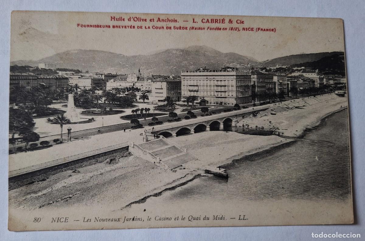 Postales: NIZA (FRANCIA) - POSTAL MUY ANTIGUA MANUSCRITA EN 1918 - LES NOUVEAUX JARDINS, LE CASINO