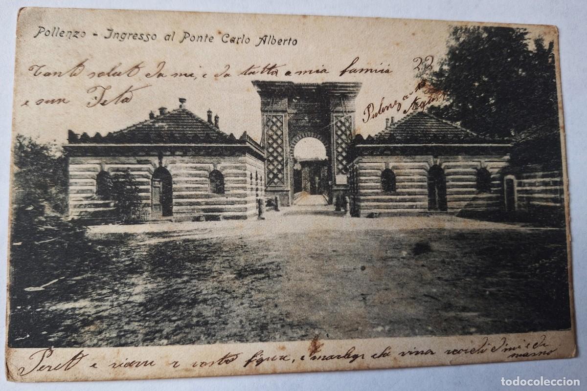 Postales: ITALIA- POSTAL MUY ANTIGUA MANUSCRITA EN 1921 - POLLENZO (PIAMONTE)- PONTE CARLO ALBERTO
