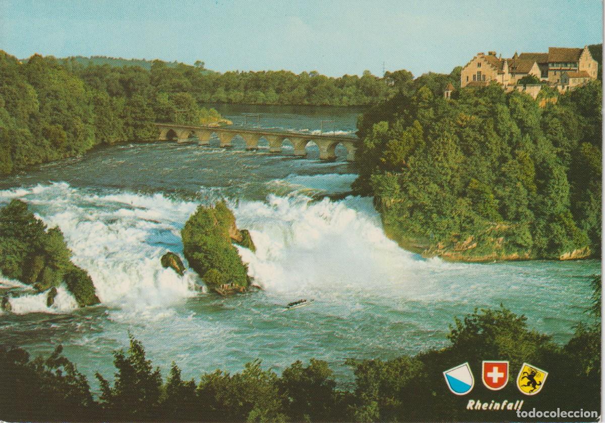 Postales: PUENTE SOBRE RHEINFALL Y CASTILLO DE LAUFEN - SUIZA