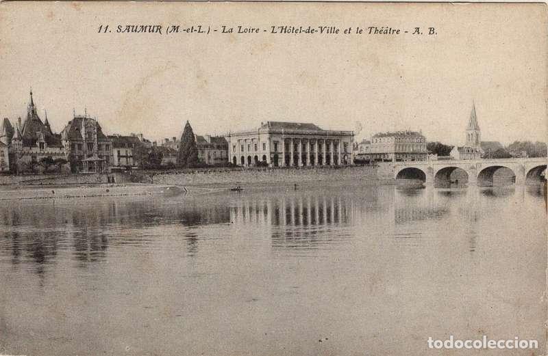 Postales: Postal Francia. Saumur. La Loire. L'Hotel de Ville et Le Theatre