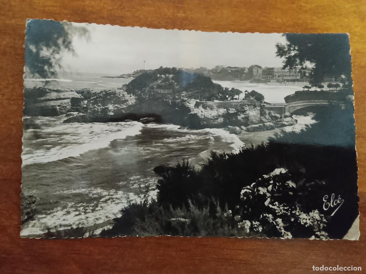 Postales: Postal de Biarritz, Au travers des Tamaris vue sur le Basta et la Grande Plage