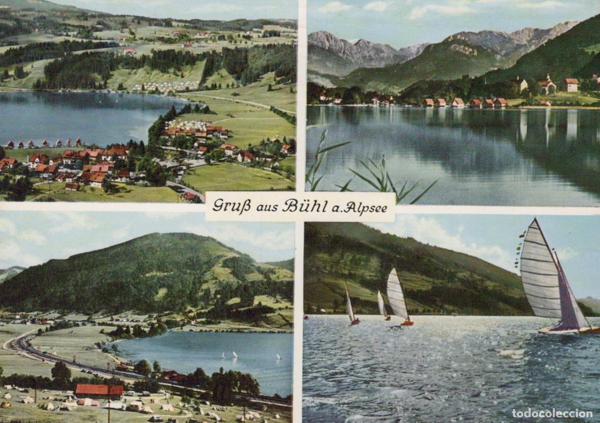 Postales: Germany B&uuml;hl A Alpsee Lake Alpsee Mountains Sailing Camping *YBB034