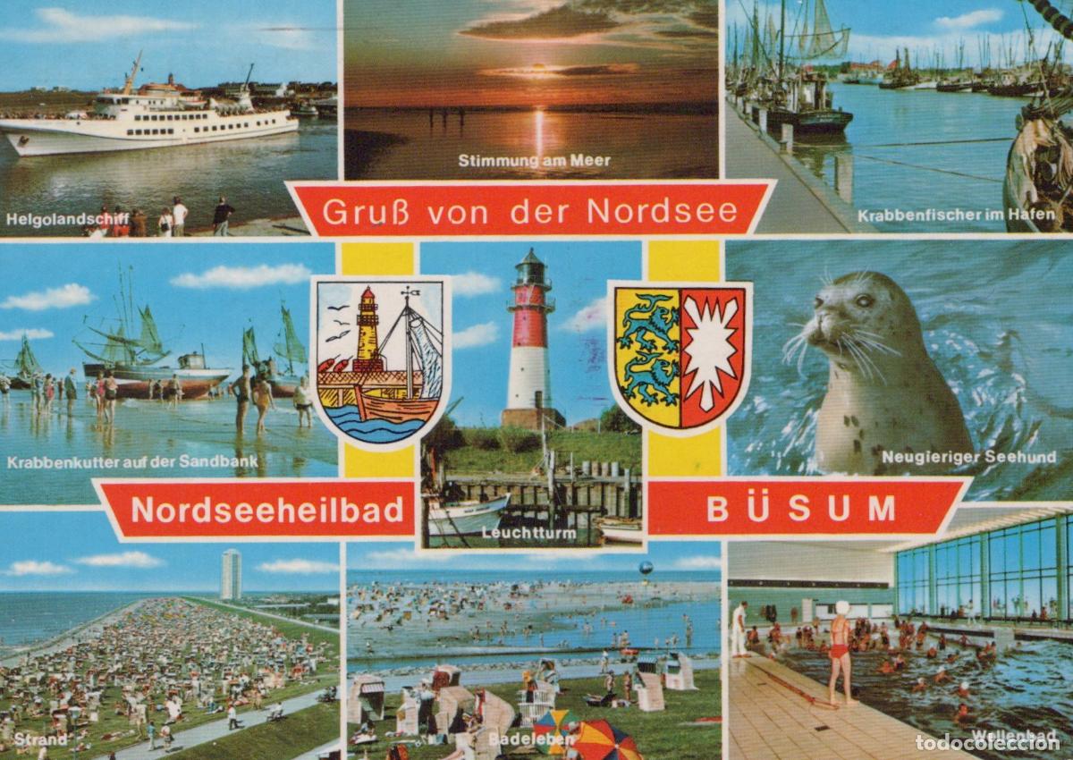Cartes Postales: Germany Helgoland B&uuml;sum Ship Crabs Lighthouse Seal Beach Pool *YBB035