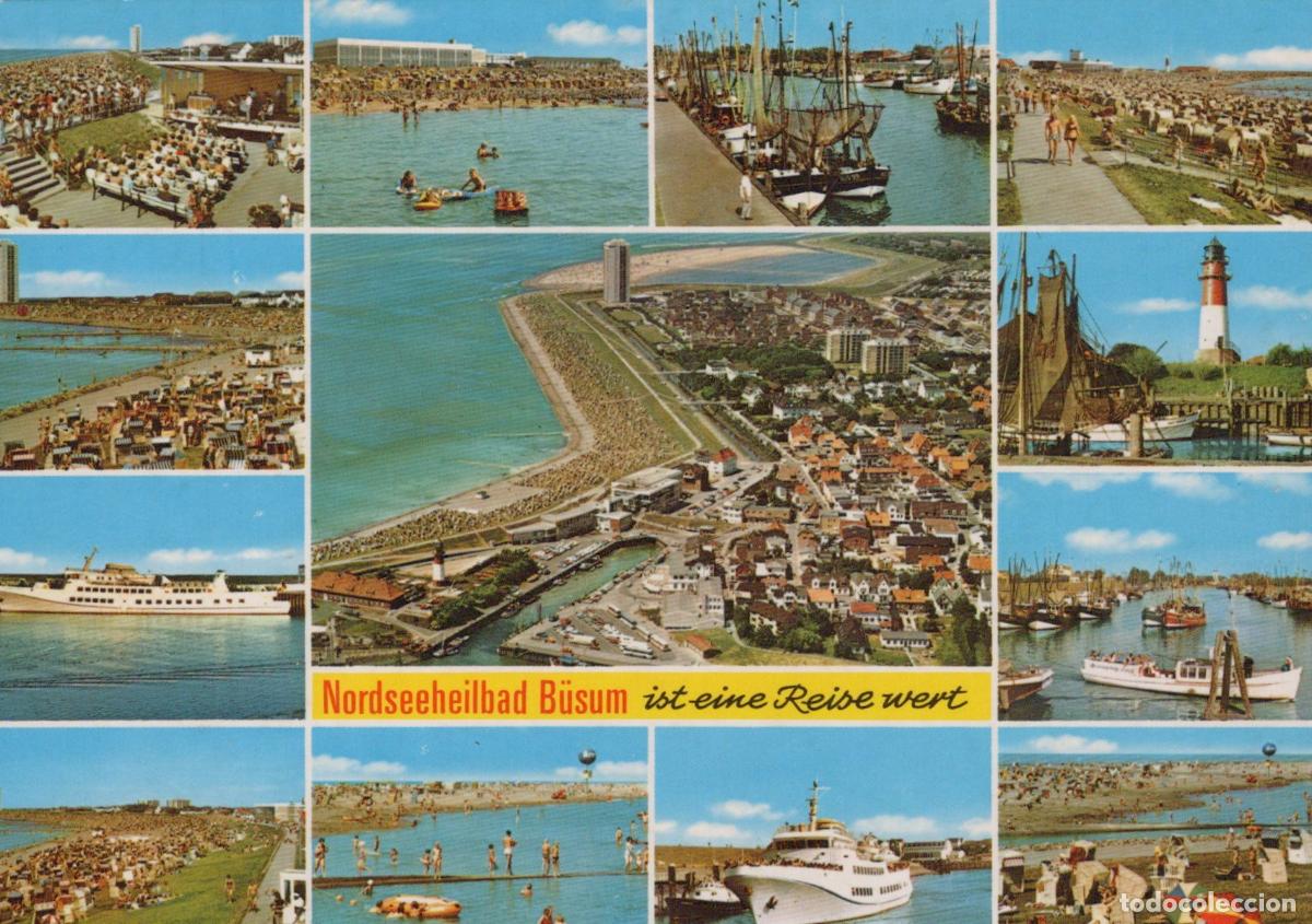 Cartes Postales: Germany Ahrensburg Collage Of Nordseeheilbad B&uuml;sum With Beaches Harbor *YBB036