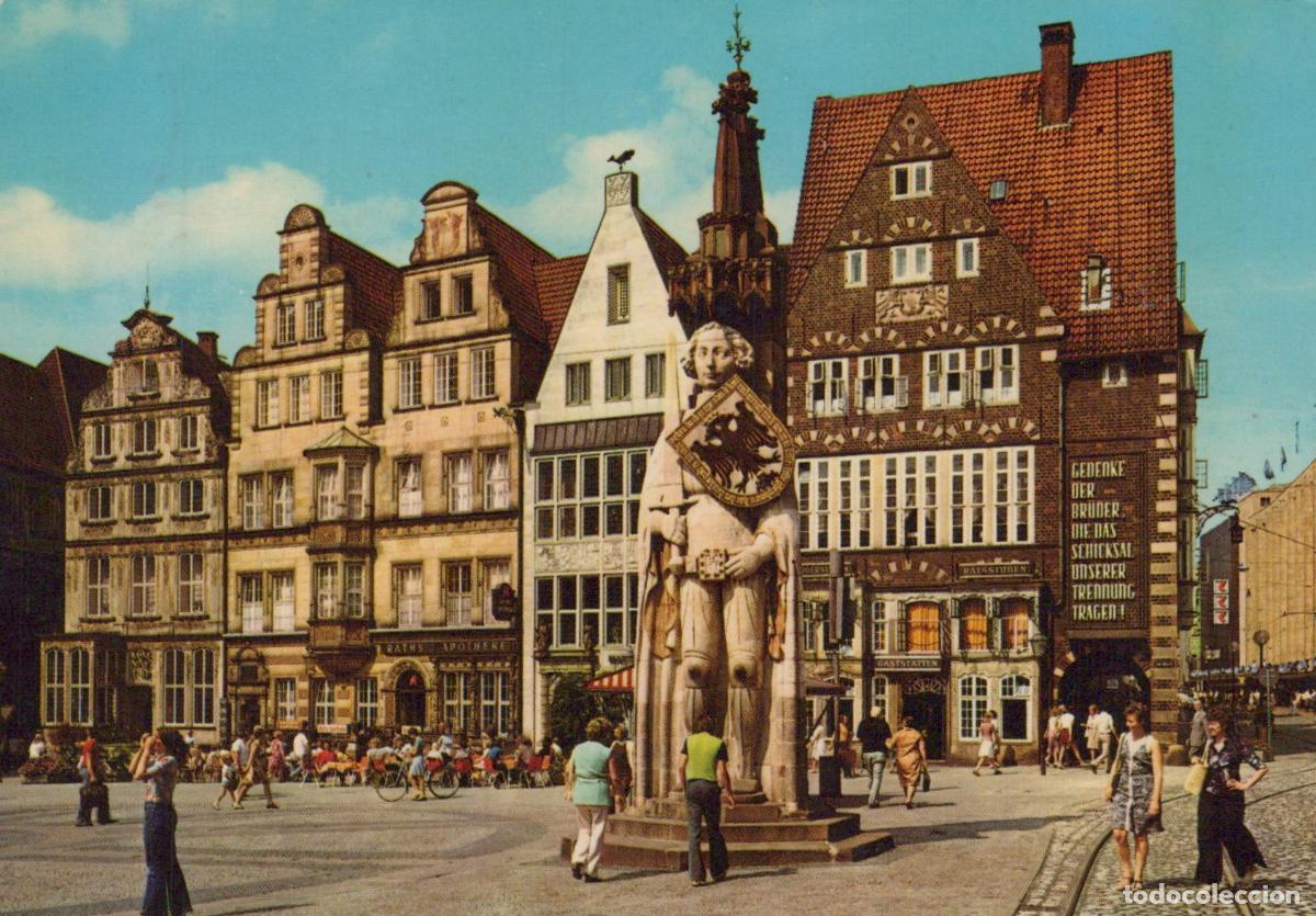 Postales: Germany Bremen Historic Marketplace With Roland Statue And Old Buildings *YBB048