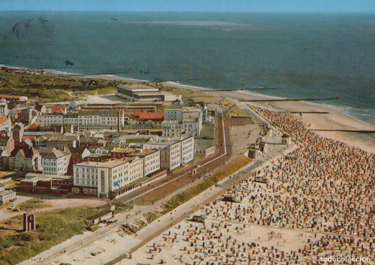 Cartes Postales: Germany Borkum North Sea Spa Aerial View Crowded Beach And Town *YBB075