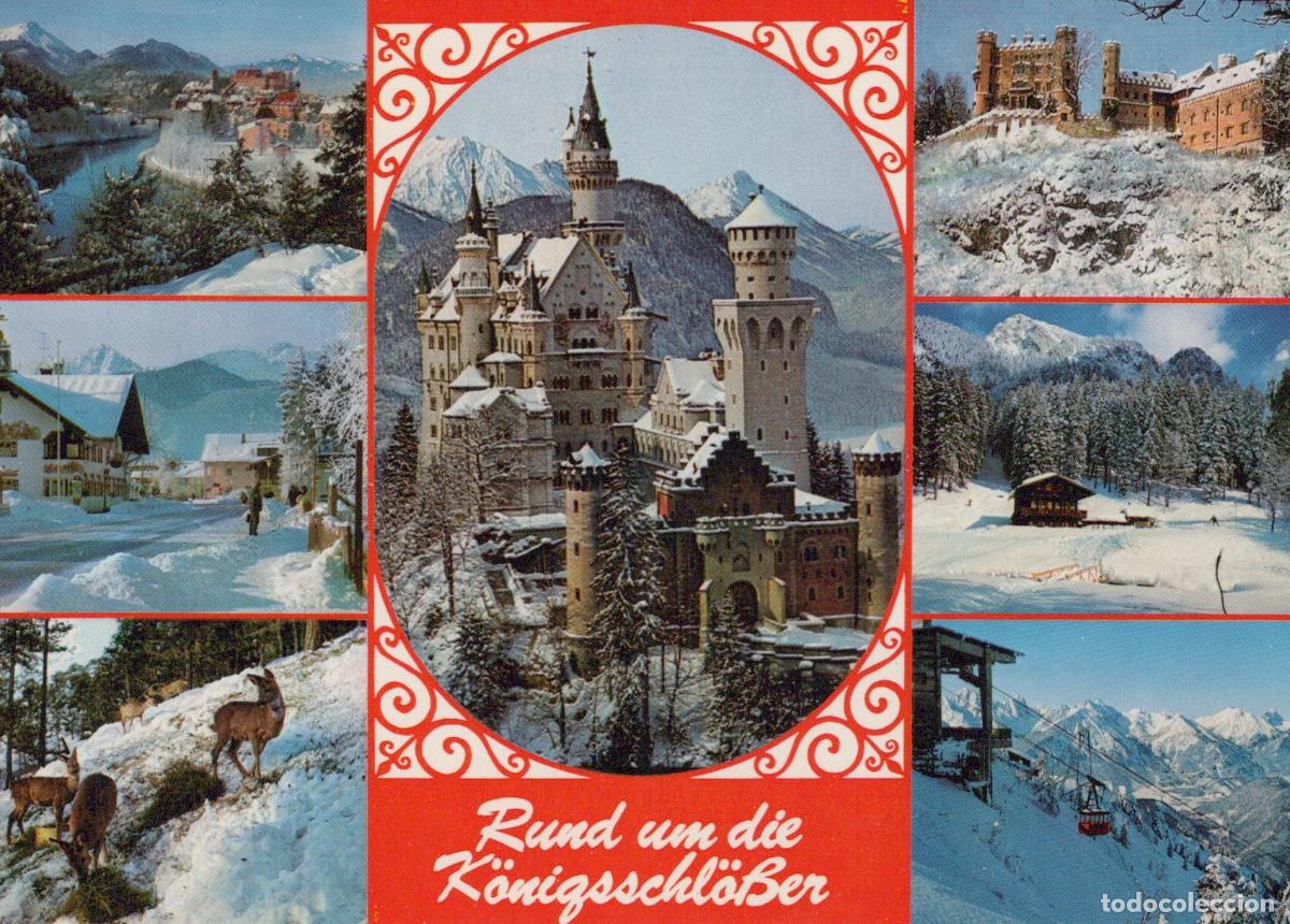 Cartes Postales: Germany Neuschwanstein Castle Winter Landscape Deer Cable Car *YBB122
