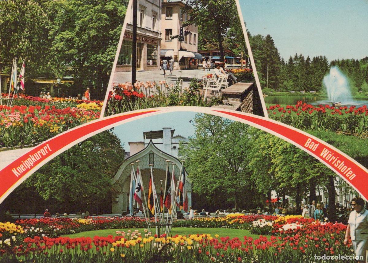 Cartes Postales: Germany Bad W&ouml;rishofen Kneipp Health Resort Town Square Park Fountain *YBB112
