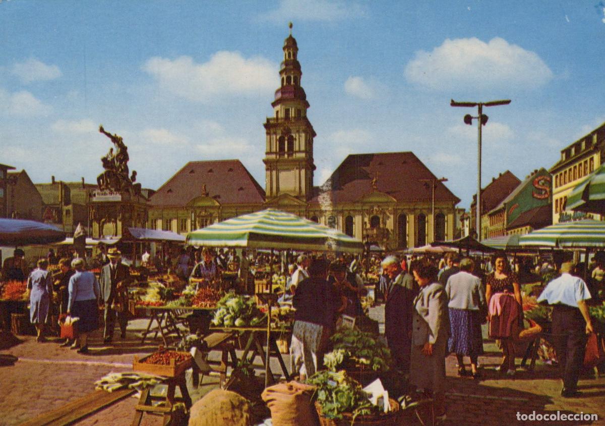 Cartes Postales: Germany Mannheim Old Town Hall And Market Square With People And Produce *YBB095