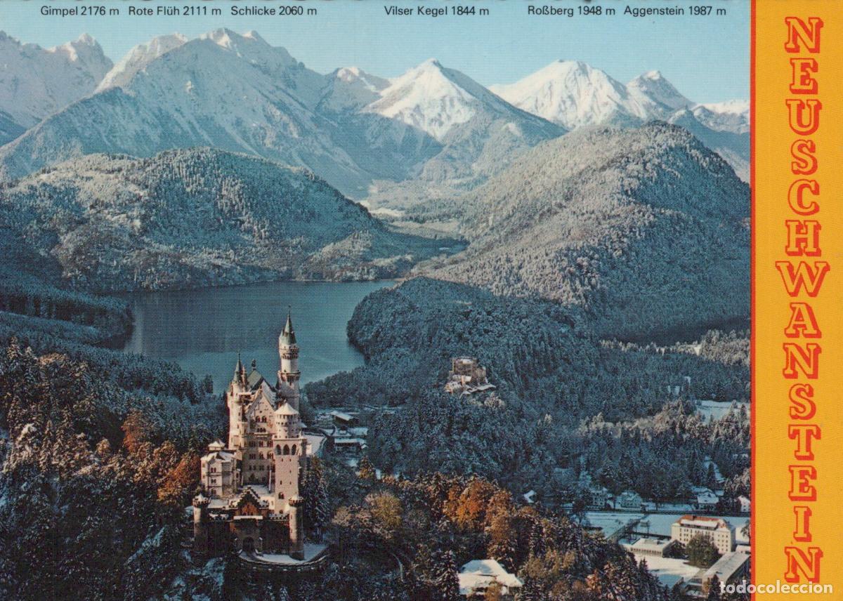 Cartes Postales: Germany Neuschwanstein Castle Winter Landscape Mountains Lake Aerial *YBB120