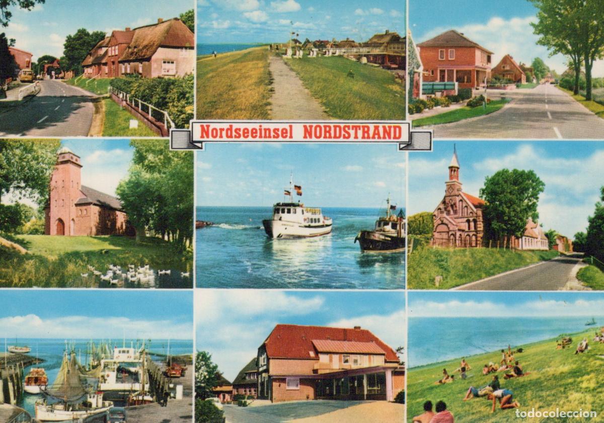 Postais: Germany Ahrensburg Nordstrand Island Collage Of Coastal Views Boats *YBB115