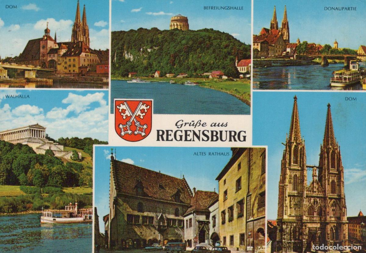 Postkarten: Germany Regensburg Multi View Cathedral Walhalla Liberation Hall Old *YBB240
