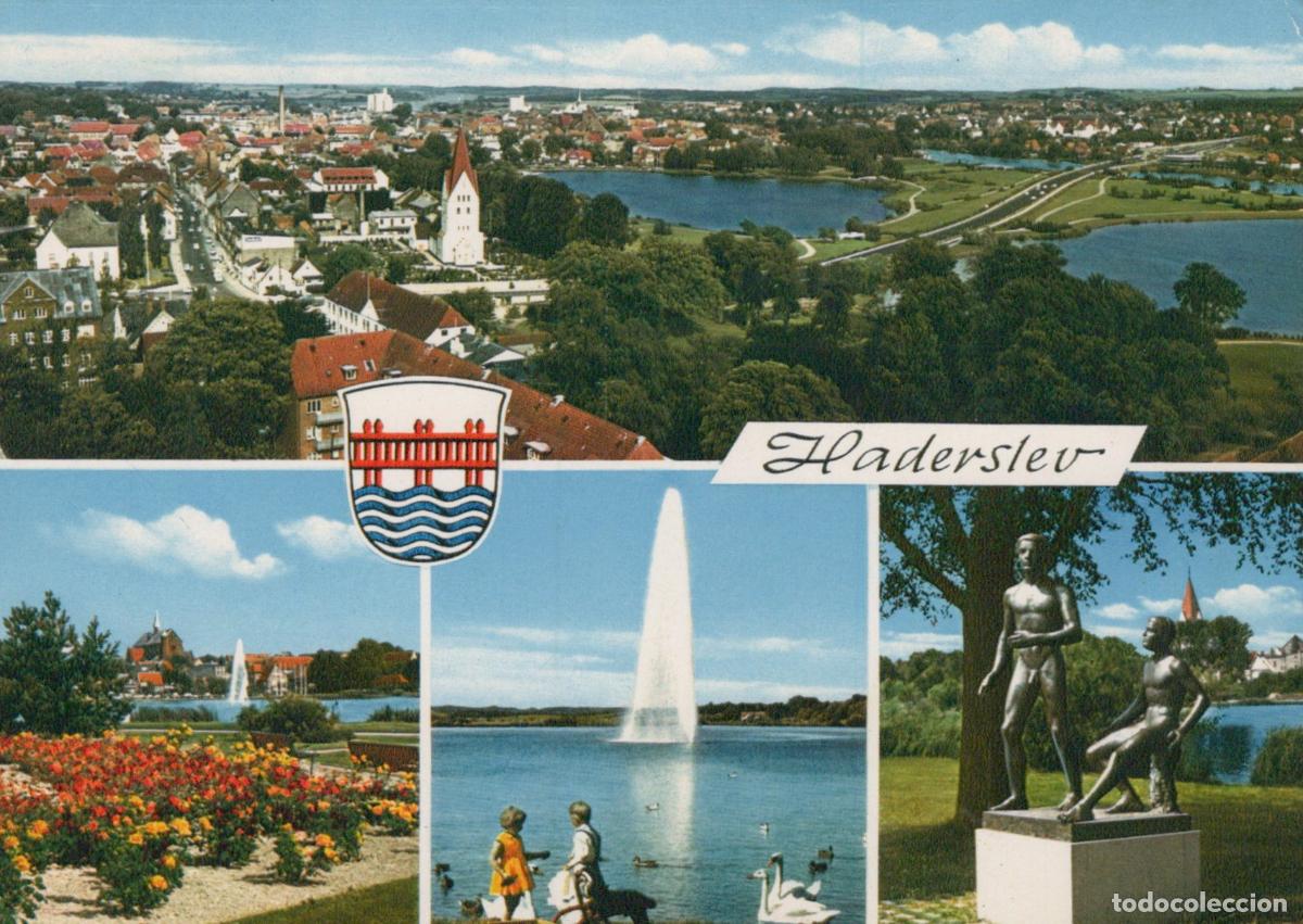 Postales: Denmark Haderslev Cityscape Lake Fountain And Statues *YBB201