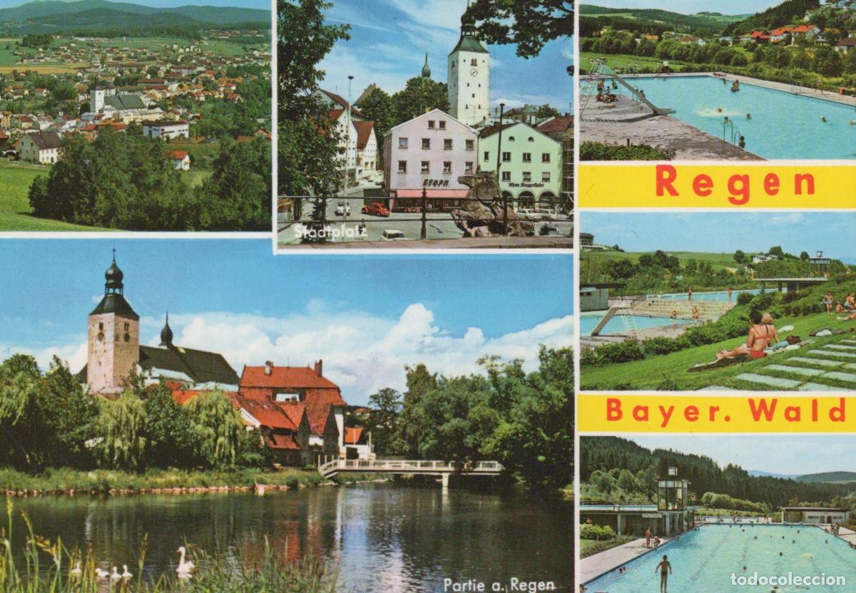 Cartoline: Germany Regen Multi View Town Square River Swimming Pools *YBB248
