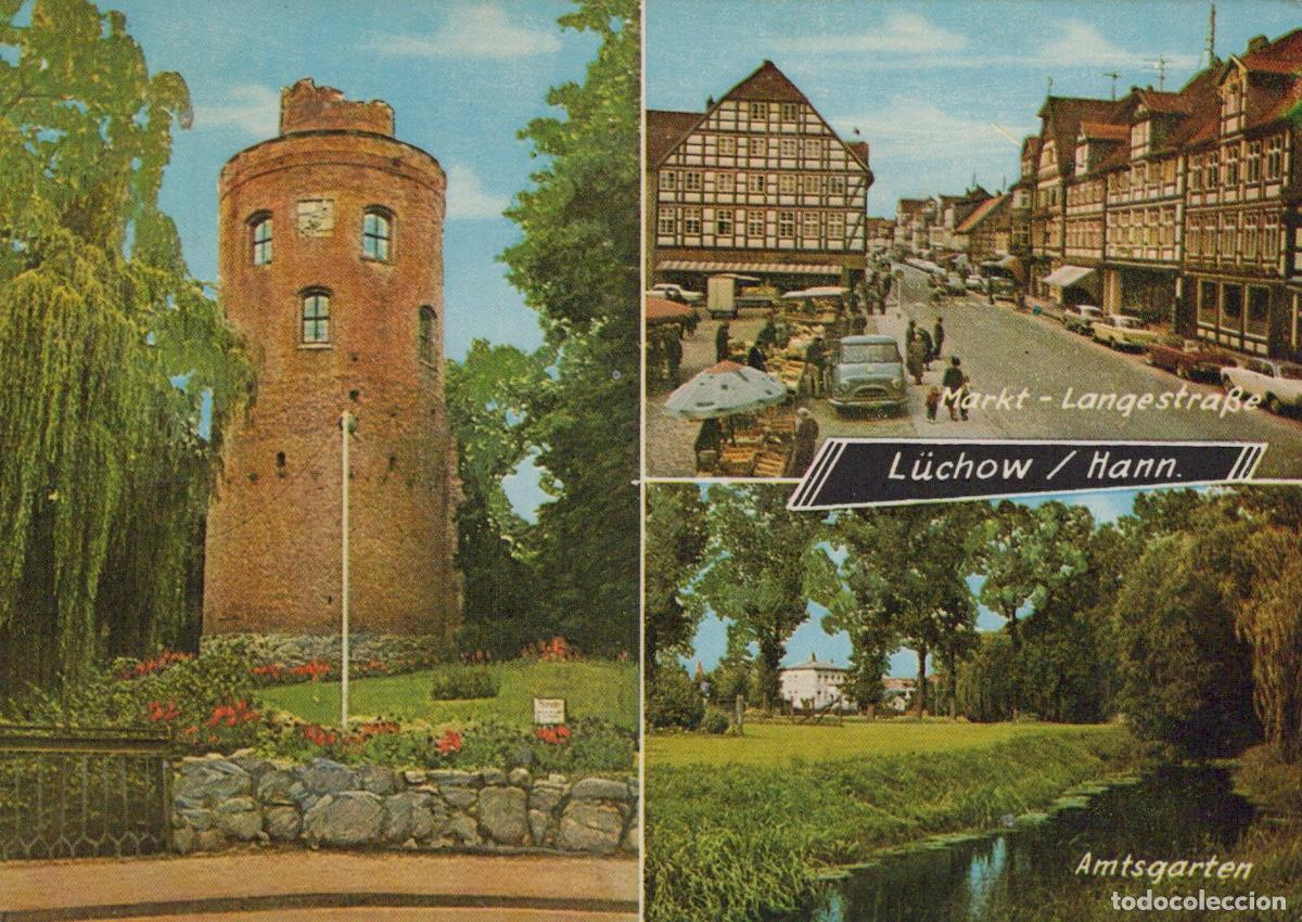 Cartoline: Germany Alfeld Luchow Historic Tower Market Street And Amtgarten Park *YBB260