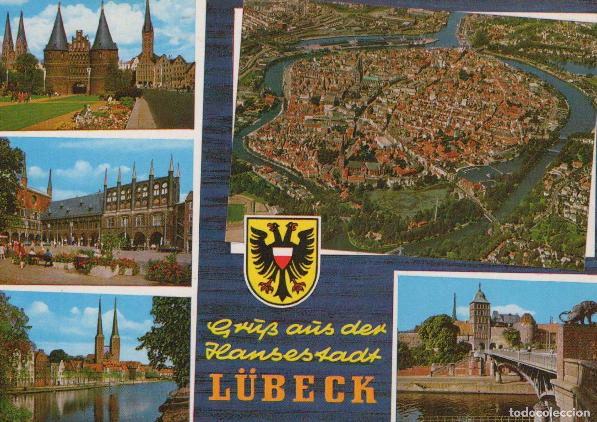 Cartoline: Germany Ahrensburg L&uuml;beck Aerial View And City Scenes Holstentor River *YBB217