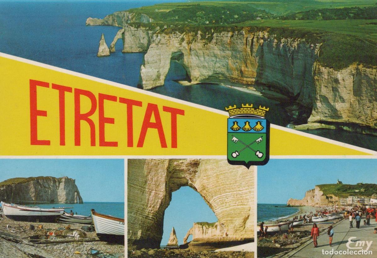 Cartes Postales: France Etretat Normandy Cliffs Arches Beach Boats People *YBB328