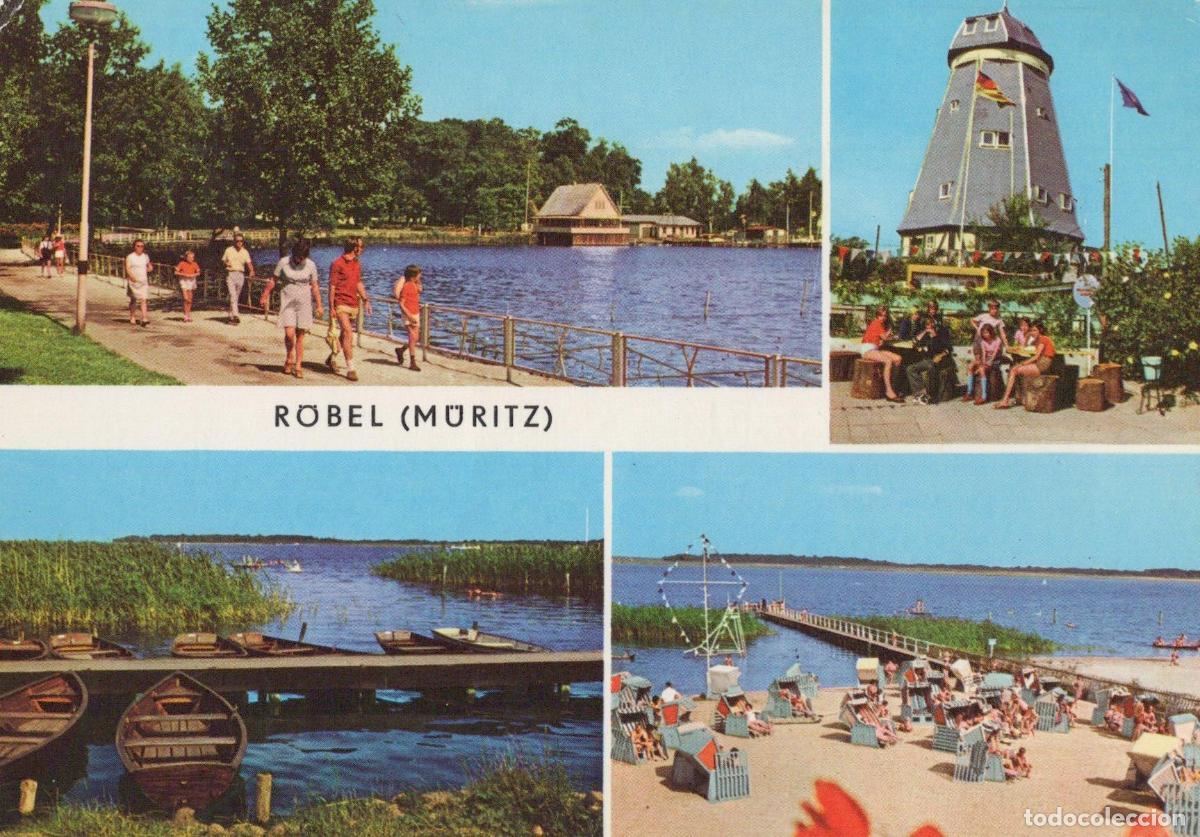 Cartes Postales: Germany Roebel R&ouml;bel M&uuml;ritz Windmill Lake Beach People Boats 1978 *YBB272