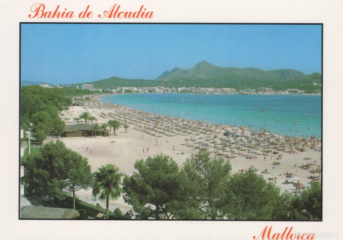 Cartoline: Spain Mallorca Bahia De Alcudia Beach Landscape With Mountains And Sea *YBB291