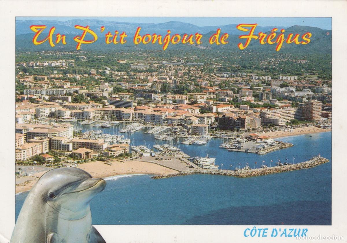 Postkarten: France Frejus Cote D Azur Coastal Town With Marina And Dolphin *YBB411
