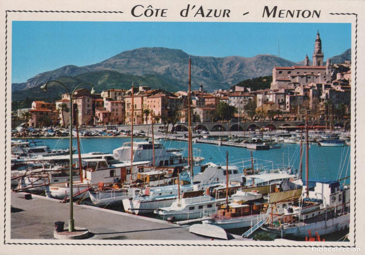 Postais: France Menton Coast D'Azur Harbor With Boats And Old Town Hillside *YBB441