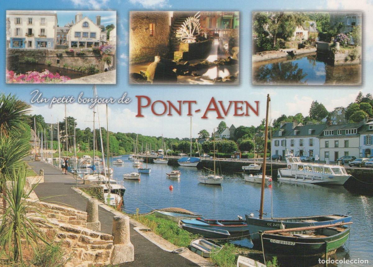 Postales: France Pont Aven River Aven Boats And Old Mill Collage *YBB448