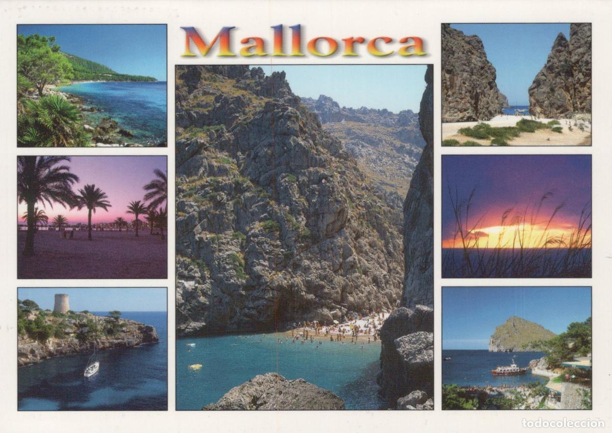 Postales: Spain Mallorca Island Coastal Views Collage Beach Sunset Tower Boat *YBB463