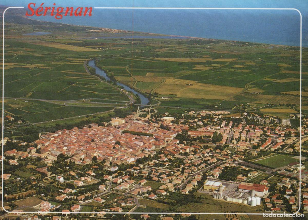 Cartes Postales: France S&eacute;rignan H&eacute;rault Aerial View Of Town River And Mediterranean Sea *YBB462
