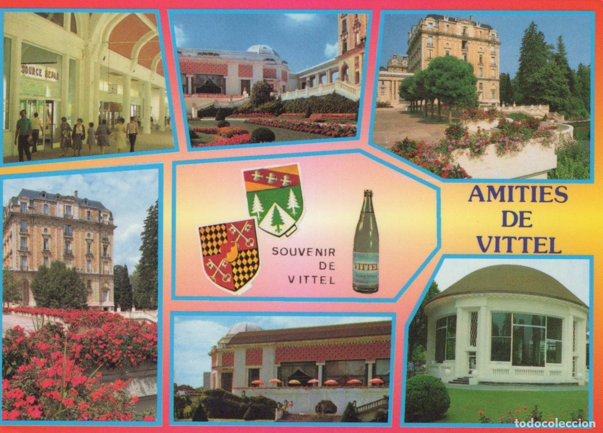 Postais: France Vittel Vosges Multi View Of Architecture Gardens And Bottle *YBB482