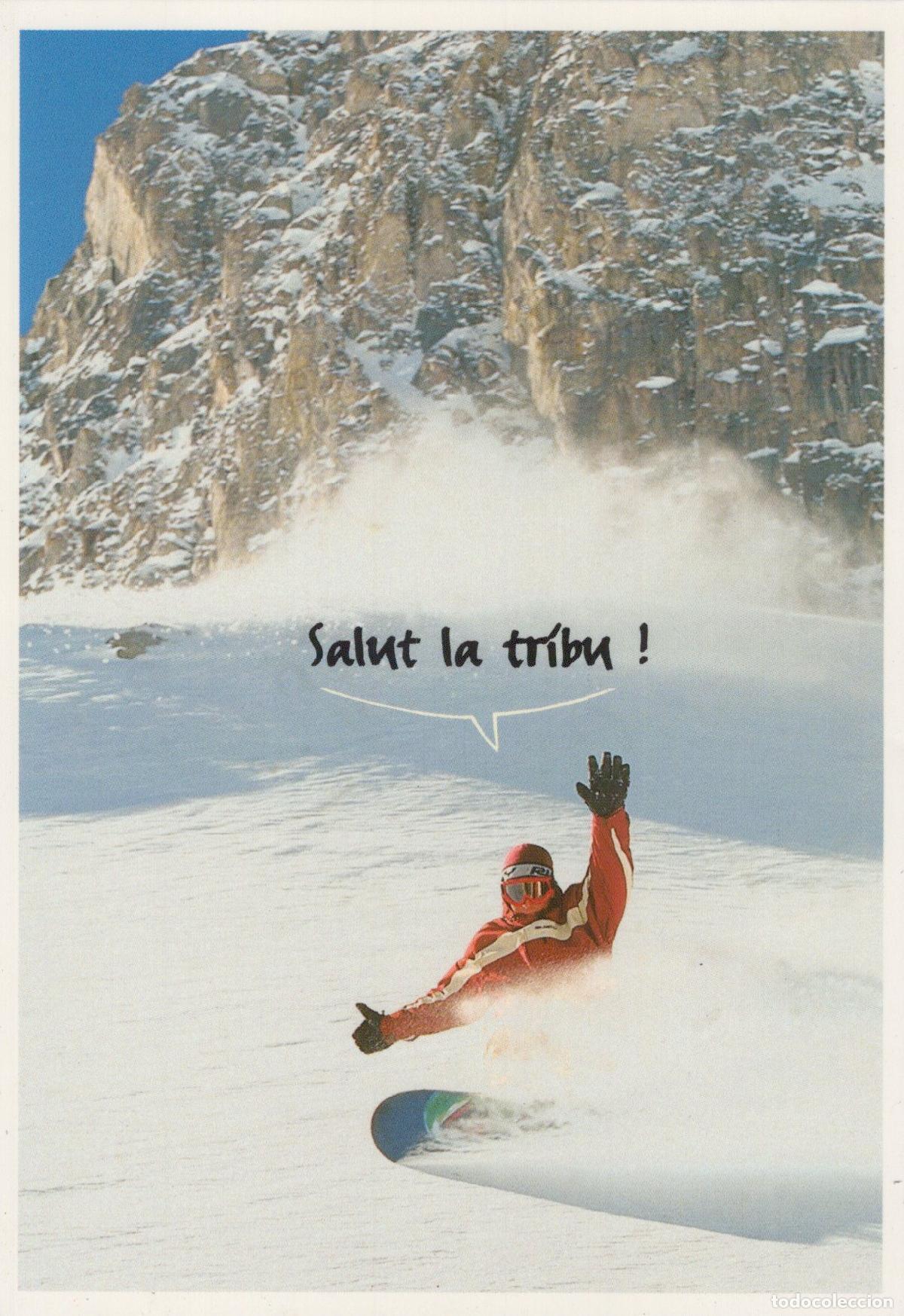 Cartes Postales: France Valloire Snowboarder In Red Jacket On Snowy Mountain Slope Salute *YBB582