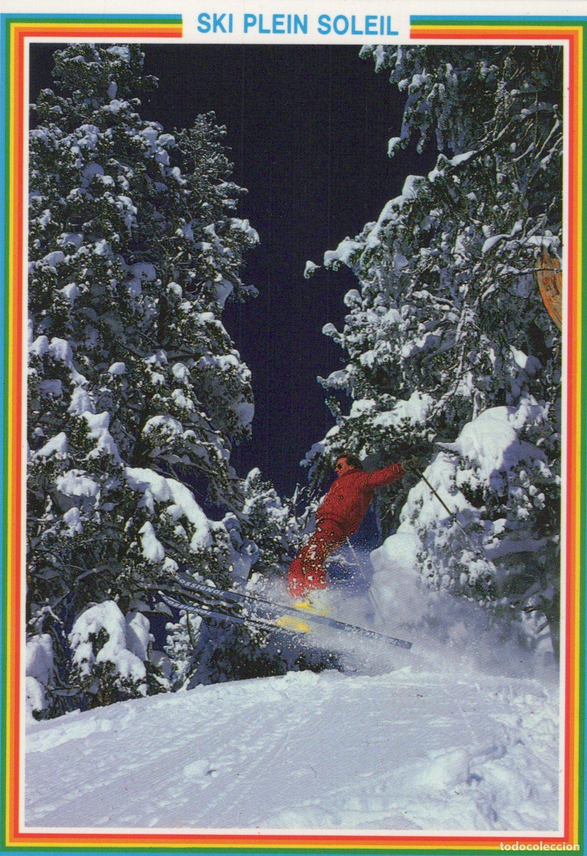 Cartoline: France Toulouse Skiing Full Sun Skier In Red Jacket On Snowy Mountain *YBB605