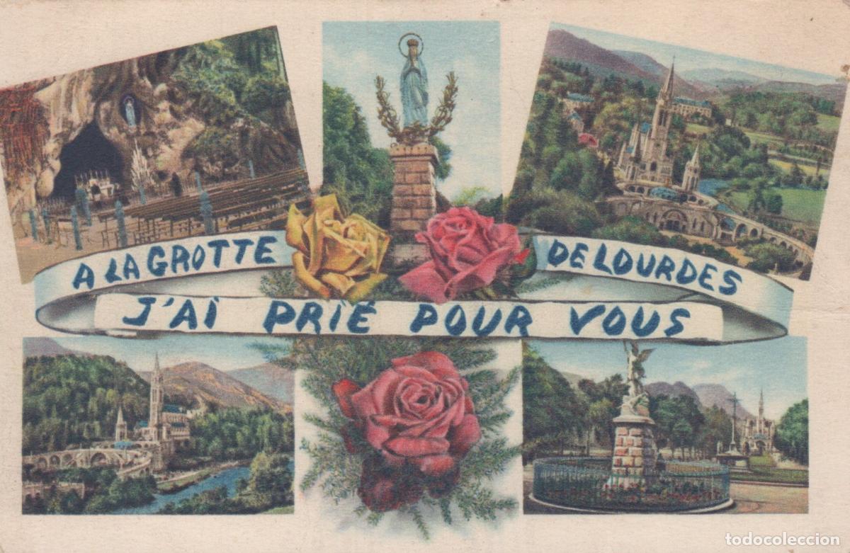 Postkarten: France Lourdes Grotto Basilica And Statues With Roses I Prayed Unposted *YBB641