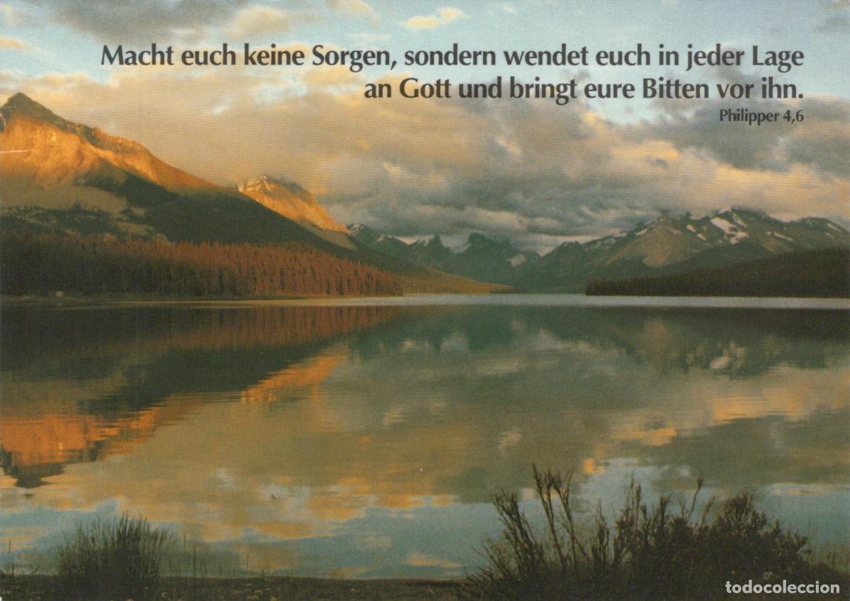 Postkarten: Germany Wesel Mountain Lake Reflection With Bible Verses Philippians 4 6 *YBB686