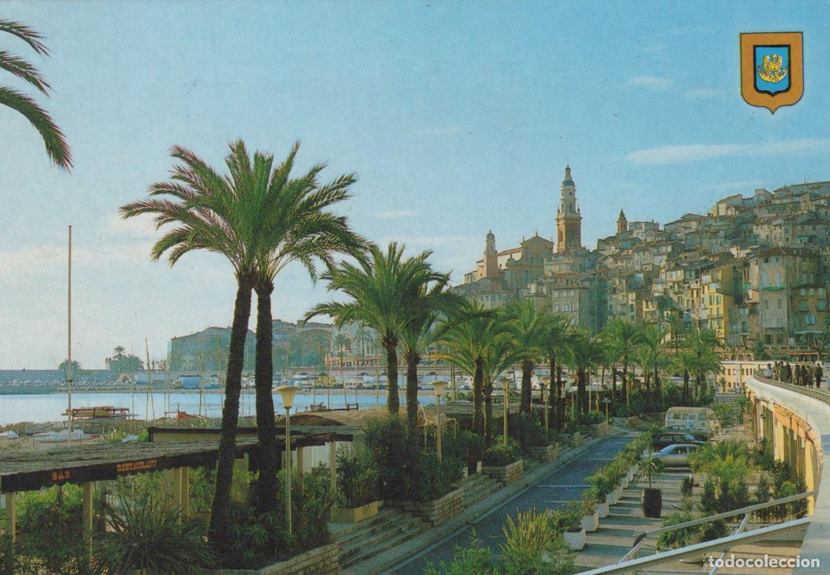 Postkarten: France Menton Coastal Town View With Palm Trees And Harbor *YBB528