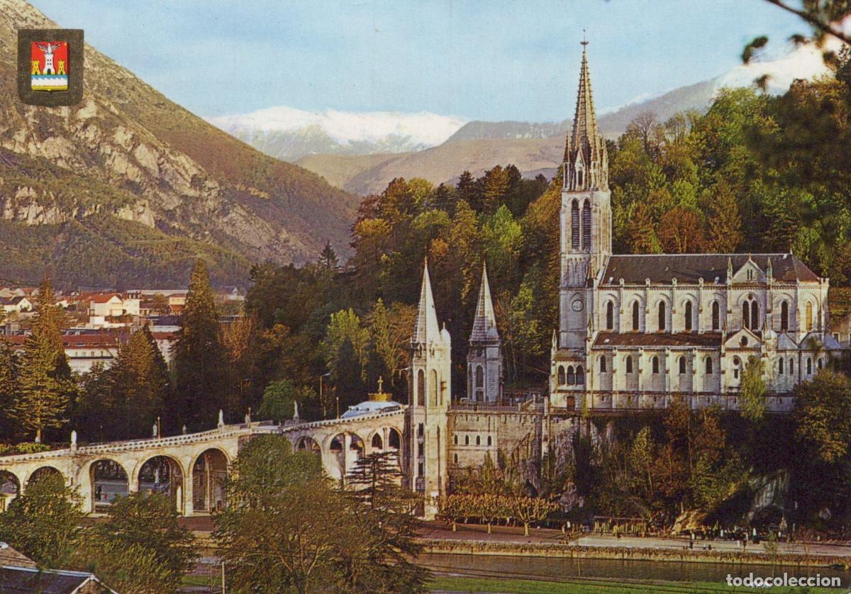 Postais: France Lourdes Basilica And Pic Du Jer Mountain Landscape 1977 *YBB563